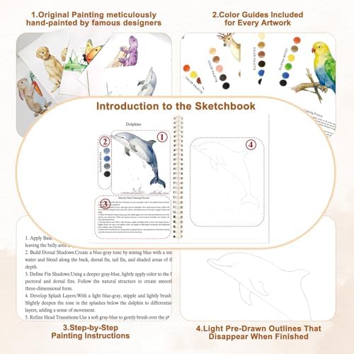 Animal Watercolor Workbook, Presketched Watercolor Book - Image 2