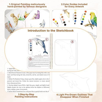 Animal Watercolor Workbook, Presketched Watercolor Book - Image 2