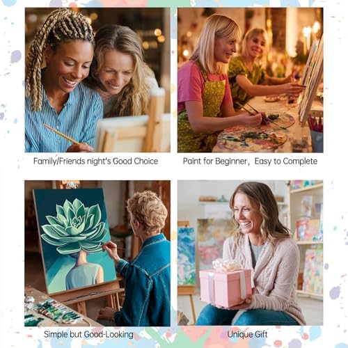 6 Pack Paint by Numbers Kit for Adults, Abstract Plant Woman Adults' Paint-by-Number Kits for Beginner Acrylic On Canvas Green Plant DIY Oil Painting Kit for Gift Home Decor 8x12 Inch (Frameless) - Image 6
