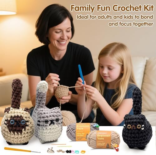 Zepiany Crochet Kit for Beginners Crochet Cat Beginner Crochet Kit for Adults Amigurumi Crochet Animals Cat Crafts Hobby Crochet Kits Easy Knitting Kit - Image 5