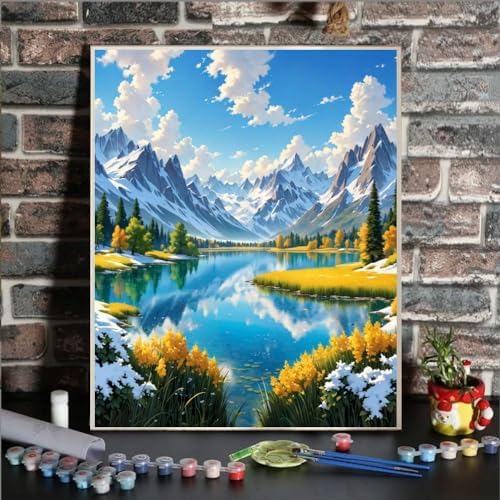 ldazao Mountain Paint by Numbers for Adults-Landscape Paint by Number on Canvas Without Frame, DIY Forest Scenery Oil Painting for Gift Home Wall Decor(16x20inch) - Image 2