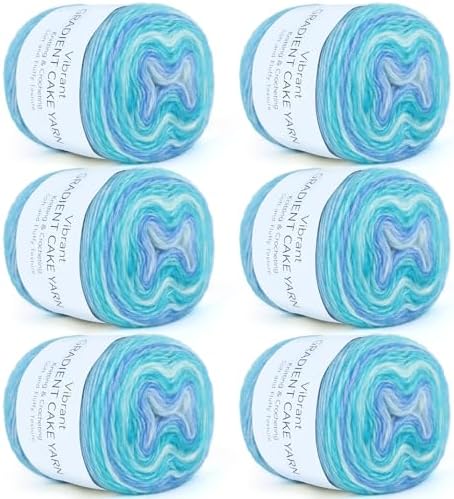 Aeelike Cake Yarn for Crocheting, Soft Ombre Crochet Yarn, Blue Green by Aeelikescrochetworld