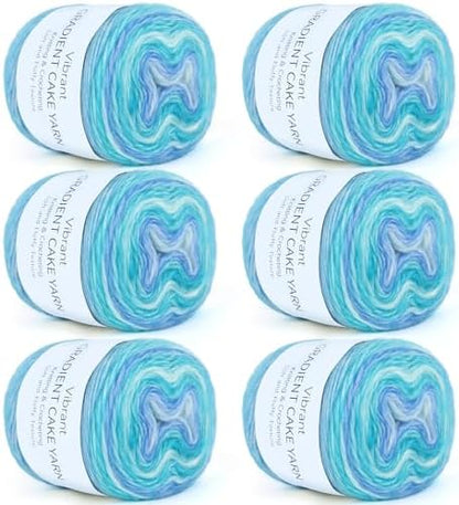 Aeelike Cake Yarn for Crocheting, Soft Ombre Crochet Yarn, Blue Green by Aeelikescrochetworld