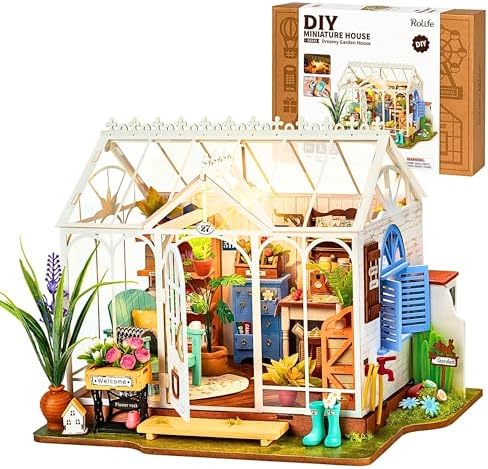Rolife DIY Miniature House Kit for Adults, Easy Assemble Mini Greenhouse Dollhouse Building Model Sets, Tiny Wooden Garden House Hobby Crafts as Unique Gift Ideas or Home Decor by Rolife