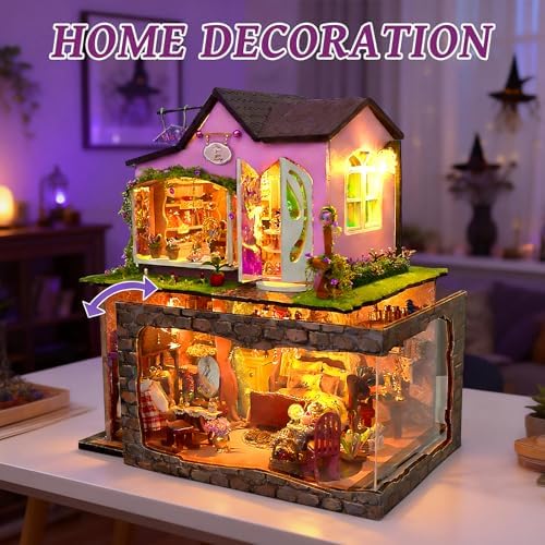 DIY Miniature House Kit, Dollhouse Kit w/Dust Cover Adult, Witch's Shop - Image 6