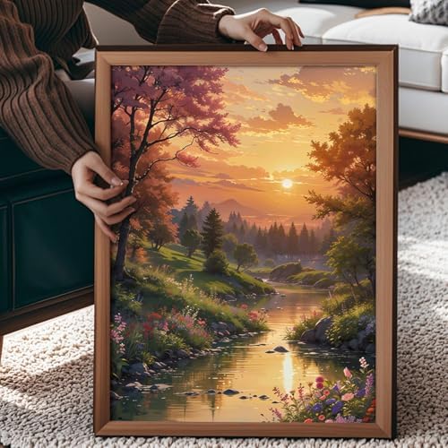 Qaisxoty Piant by Numbers Kit for Adults, Landscape Rolled Canvas Paint by Numbers for Beginners, DIY Acrylic Painting by Number Kit for Home Decor Gift - 12” x 16” - Image 3