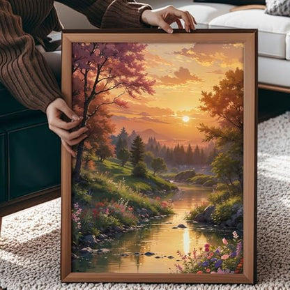 Qaisxoty Piant by Numbers Kit for Adults, Landscape Rolled Canvas Paint by Numbers for Beginners, DIY Acrylic Painting by Number Kit for Home Decor Gift - 12” x 16” - Image 3