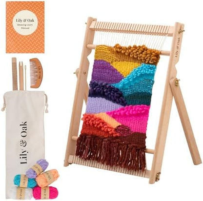 Lily & Oak Weaving Loom for Adults & Kids - Weaving Loom Kit | Beginner-Friendly Table Loom & Lap Loom with Yarn, Tools & Instructions | Wooden Loom for Multicraft Projects (15.8 x 11.8 inches) by Unknown