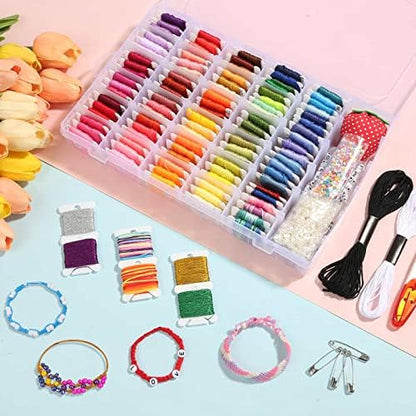 PAXCOO 985Pcs String Bracelet Making Kit, Friendship Bracelet String Kit with 110 Skeins Embroidery Floss Cross Stitch Thread, 830 Beads for Friendship Bracelet Making, 45Pcs Embroidery Tools - Image 5
