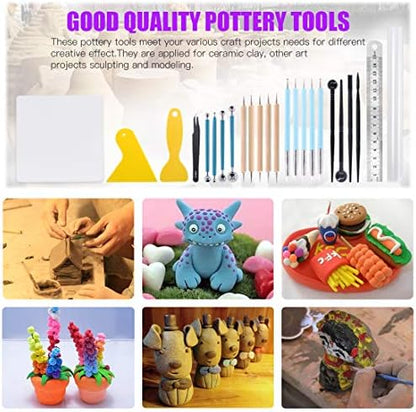 Swpeet 24Pcs Modeling Clay Sculpting Tools Kits, Painting Brush, Wooden Dotting Tools, Ball Stylus Tool, Plastic Ball Rod Stylus Modeling Tools, Clay Roller, Clay Scarper for Modeling Clay - Image 7