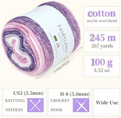 Aeelike Cake Yarn for Crocheting, Soft Ombre Crochet Yarn, Purple - Image 3