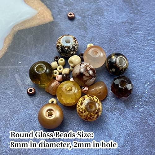 Assorted Glass Resin Beads Multi Size Colors Smooth Cracked Gravel Millet Spacer Beads for Bracelets Necklace Earring DIY Jewelry Making Craft(Light Brown Series) - Image 3