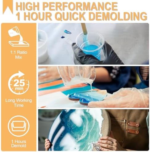 Puduo Fast Cure Epoxy Resin 68OZ, 1 Hour Quick Demold Epoxy Resin Kit - Image 4
