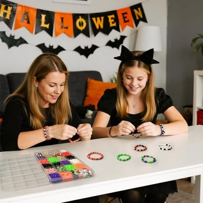3200 pcs Halloween Beads for Bracelet Jewelry Making Kit with Glow Letter Beads, Halloween Decorations Charms Bracelet Making Kit for Jewelry Making, Varieties of Charms Arts Crafts DIY Gifts - Image 3