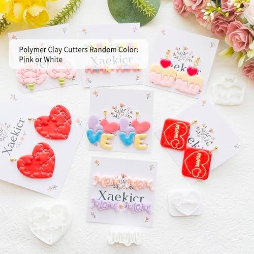 Mother’s Day Polymer Clay Cutters & Stamps Set - 10pcs Sharp & Durable Mom, MAMA, LOVE, Puzzle Heart, Envelope & Cake Shapes for DIY Earring Jewelry Making, Soft Clay Crafts & Holiday Supplies - Image 2