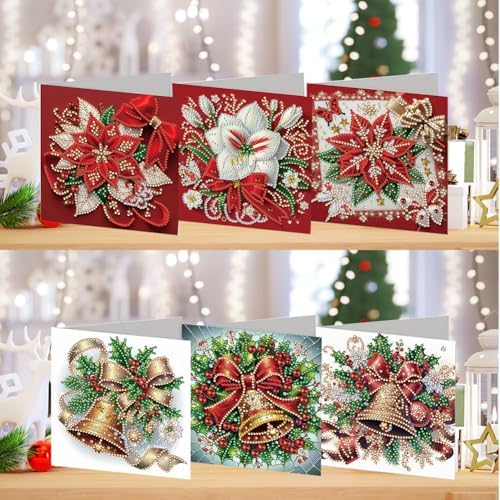 6pcs DIY Diamond Art Christmas Cards Kit with Envelopes & Tools-Diamond Dot Greeting Cards,Xmas 5D Rhinestones Painting for Adults,DIY Craft Family Friend Xmas Gifts(Xmas Atmosphere) - Image 2