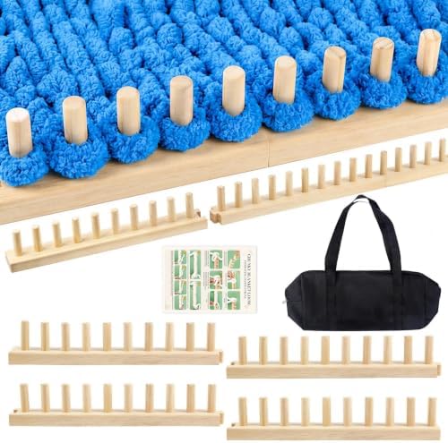 60" Long Adjustable Chunky Blanket Knitting Loom Kit with Storage Bag by Esmorah