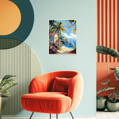 obterie Beach Paint by Numbers Kit for Adults Beginner Scenery Oil Painting Kit Adult Paint by Number Kits on Canvas DIY Painting for Beginners Art by Numbers for Gifts Home Wall Decor 16x20 Inch - Image 3