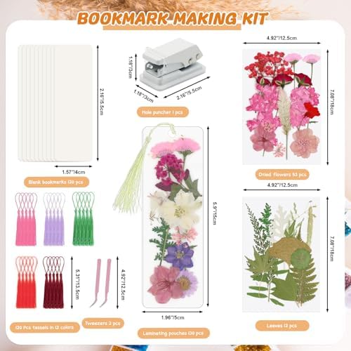 438 Pcs Dried Flower Bookmark Making Kit, DIY Craft Gift - Image 3