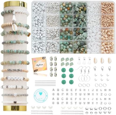 Xyliise Bracelet Making Kit Natürliche Perlen Set for Adults Beads for Bracelets Silver Jewelry Making Supplies DIY Jewelry Necklace Earrings (CZ006-Amazonite) by Unknown