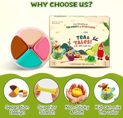Air Dry Clay Kit for Kids Clay Craft Kits Tale Theme Story Figures 12Box Modeling Clay Set w/Tool&Tutorials,Ultra Soft Non-Sticky Bulk Craft Supplies for Classroom,Birthday,Party,Back to School Gifts - Image 4
