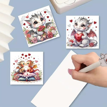 DIY Diamond Greeting Cards Set, 5D DIY Diamond Art Painting Festival Style Greeting Card, DIY Christmas Card Making Kits for Family Friends Handmade Gift-#17-6PC Pterosaur - Image 4