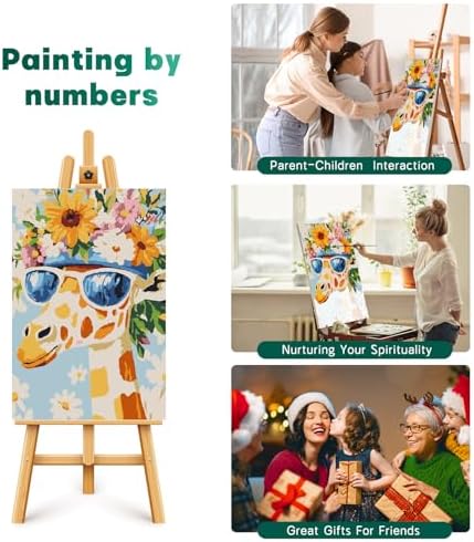 Possoco Framed Paint by Numbers Kit for Adults Beginner & Kids Ages 8-12, Animals Giraffe Adult Paint by Number Kits on Canvas, DIY Acrylic Number Painting for Teens for Home Decor 8x12 Inch - Image 6