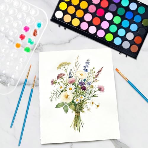 48 Color Solid Watercolor Paint Set with 3 Wooden Brushes for Adults Kids - Image 5