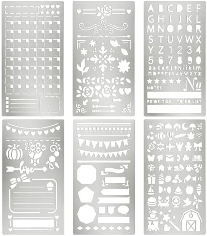 6PCS Planner Stencils, Metal Journal Stencil for Wood Burning by Unknown