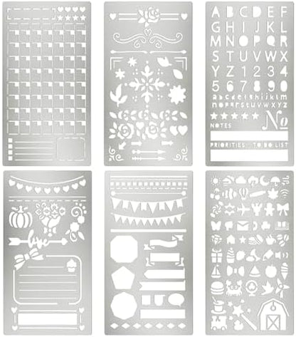 6PCS Planner Stencils, Metal Journal Stencil for Wood Burning by Unknown