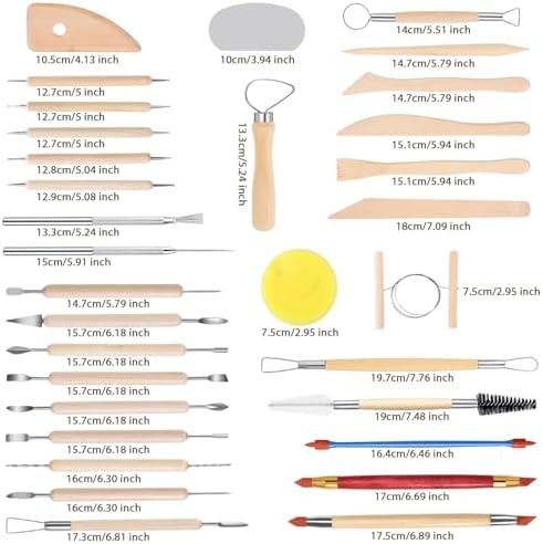 Tovotum Pottery Sculpting Tools 32PCS Ceramic Clay Carving Tools Set - Image 2