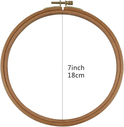 2 Pack 7 Inch Embroidery Hoop, Guofa 18CM Beech Wood Cross Stitch Hoops, Decorative Hanging Embroidery Frame for Needlepoint Sewing Project