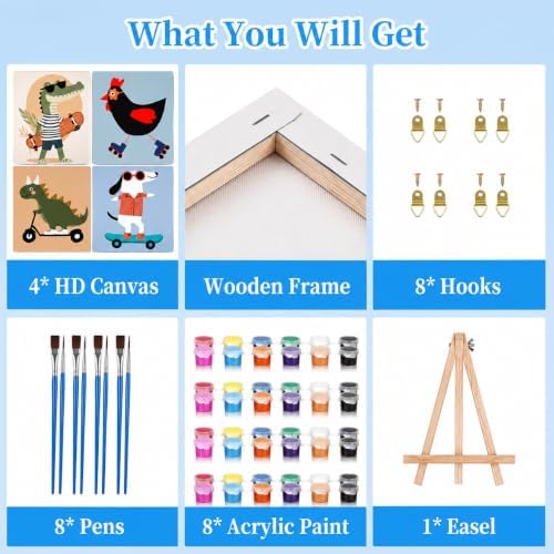 cupmod 4 Packs Framed Paint by Numbers Kit for Adults with Wooden Eassel - Image 7