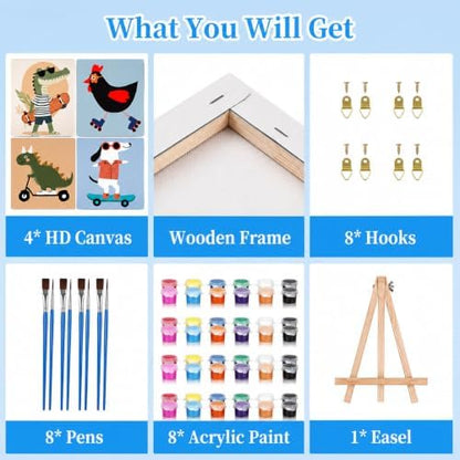 cupmod 4 Packs Framed Paint by Numbers Kit for Adults with Wooden Eassel - Image 7