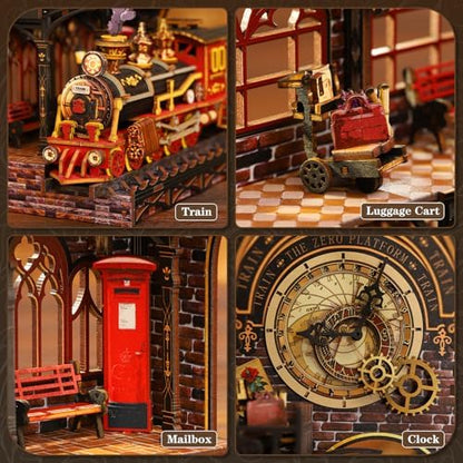 Book Nook Kit - DIY Miniature House Kit for Adults, LED 3D Puzzle Magic Station Book Nook Kits, Crafted in Premium Wood - Zero Platform - Image 2