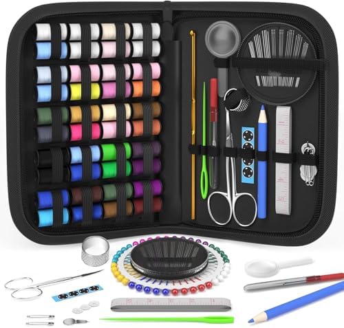 MIXCOOL Sewing Kit for Adults, Beginners, Needle and Thread Kit, Portable Sewing Supplies, Contains Thread, Scissor, Needles, Measuring Tape by MIXCOOL
