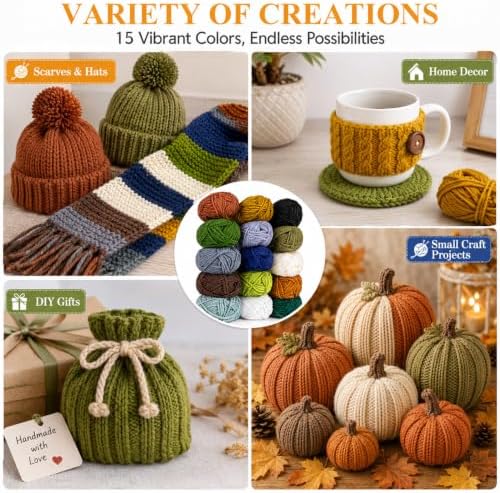 MAQIHAN 15x20g Acrylic Yarn for Knitting - Soft Crochet Yarn for Crafts - Image 4