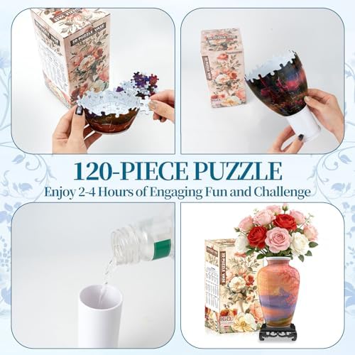 YunSheCSBS 3D Puzzle Vase for Adults with 120 Plastic Pieces, Adult Crafts - Image 5