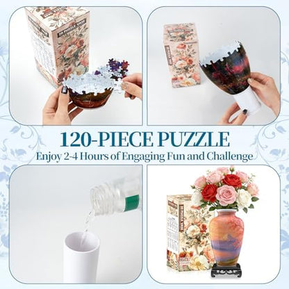 YunSheCSBS 3D Puzzle Vase for Adults with 120 Plastic Pieces, Adult Crafts - Image 5