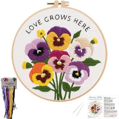 Nuberlic Embroidery Kit for Beginners, Pansy Needlepoint Kit by Nuberlic