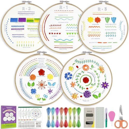 CYANFOUR 5 Stage Starter Embroidery Kit Easy to Learn from Video & Guidance by Cyanfour
