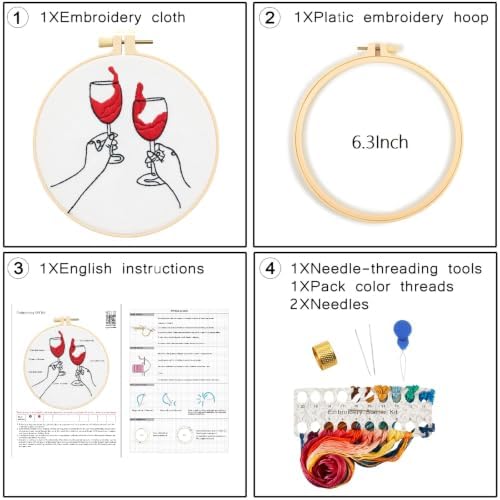 Crafmanoe Romance Embroidery Kits for Beginners Adults, Hand Embroidery Starters Kits, Stamped Cross Stitch Kits for Adults Anniversary Valentine's Day Gifts, Embroidery Hoop, Thread & Video Tutorial - Image 5