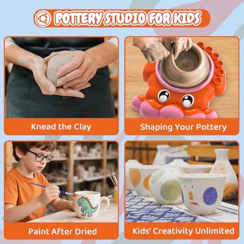 Insnug Pottery Wheel for Kids - Arts and Crafts for Kids Ages 8-12,Kid Pottery Wheel Kit Toys with Modeling Clay Sculpting Tools for Girls Boy Birthday Christmas Gift for 6 7 8 9 10 11 12+ - Image 4
