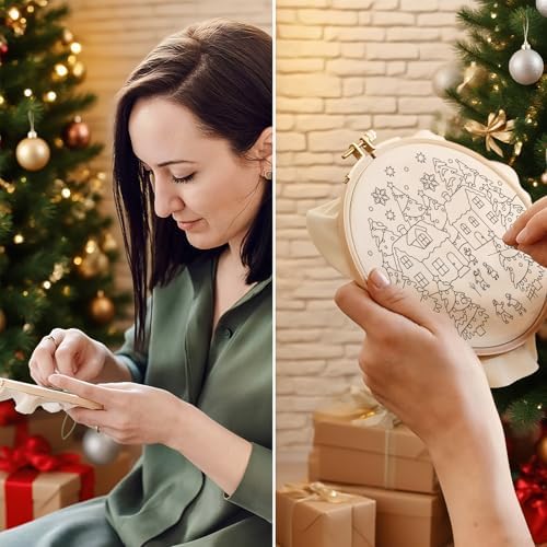 ORIGACH 4 Pcs Christmas Winter Town Embroidery Kit for Beginner - Image 5