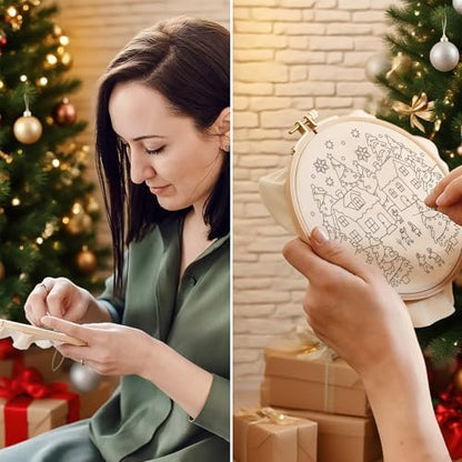 ORIGACH 4 Pcs Christmas Winter Town Embroidery Kit for Beginner - Image 5