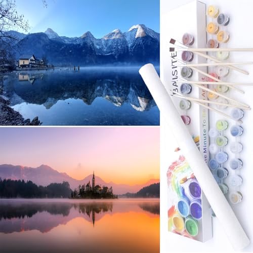 BAISITE Paint by Numbers Kit for Adults Beginners,12" Wx16 L 2 Pack Canvas for Painting Kits for Adults in Colorful Box-PBN275-276 by PaintbyNumbersKitsforAdults