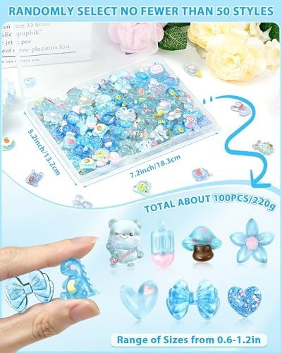 FIVEIZERO 100PCS Cute Slime Charms, Kawaii Flatback Resin Charms - Image 2