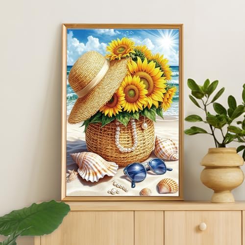 Camocin Framed Paint by Numbers Kit for Adults Beginners – Sunflower Beach - Image 6