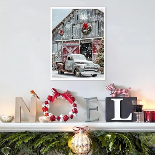 Eiazuiks Christmas Stamping Cross Stitch Kit,Truck Christmas Counting Cross Stitch Kit for Adult Beginners, Full Line DIY Stitching Kit for Home Decor Cross Stitch Patterns 12x16 inches - Image 3
