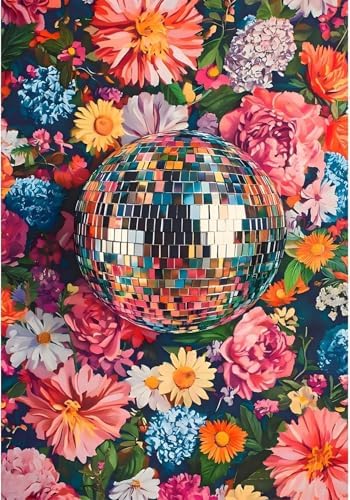 MYBISYMQQ Stamping Cross Stitch Kit Disco Ball, Counting Cross Stitch Kit for Adult Beginners Flowers, Full Line DIY Cross Stitch Stitching Kit for Home Decor Cross Stitch Patterns 11.8x15.7inches by Unknown